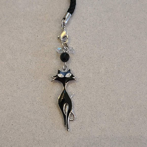 NWOT Black Cat Phone Charm - Picture 1 of 7